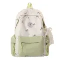 Japanese style nylon student schoolbag with bow dots, large capacity white green backpack. - Without Pendant / Green