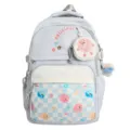 Japanese style casual large capacity school backpack for students, cute print travel daypack. - Blue
