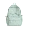 Mint green polka dot backpack with cute bows, casual school bookbag for daily use. - S / Green