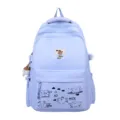 Fresh casual light blue backpack for school and daily travel, simple style for girls - Without Pendant / Blue