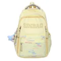 New solid color large capacity backpack, casual lightweight school bag for students teens - Yellow