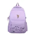 Light purple casual backpack for women, stylish minimalist school bag for daily travel. - Without Pendant / Purple
