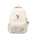 Casual canvas backpack for teenage girls cute bear print school bag daily travel lightweight daypack - Yellow