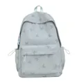 Casual waterproof school backpack for women stylish butterfly print large capacity bookbag - Without Pendant / Blue