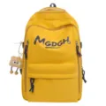 Korean style minimalist large capacity solid color school backpack with cute plush pendant. - Without Pendant / Yellow