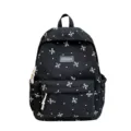 Sac a dos de loisir noir avec noeuds et pois blancs, grand cartable scolaire pratique. - Noir