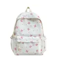 Joli sac à dos blanc avec nœuds rouges et pois, cartable décontracté pour les ados. - Blanc et Rouge