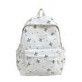 Mignon sac à dos en toile à pois et nœud pour étudiant casual léger cartable chic - Blanc Bleu