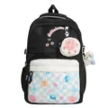 Japanese style casual large capacity school backpack for daily commute and outdoor travel. - Without Pendant / Black