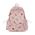 Pink cute cartoon apple print backpack for women and students stylish school bag daily use - Without Pendant / Pink