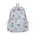 Casual cute blue apple print canvas backpack stylish school bag for women and girls daily use - Without Pendant / Blue