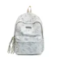 Casual women backpack large capacity school bag stylish student bookbag with cute bear pendant - Gray