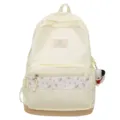 Cute floral patchwork backpack for women and students, stylish casual school bag in yellow. - Single Bag / Milk Yellow