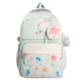 Japanese style cute casual large capacity student backpack with checkerboard print and sweet style. - Green