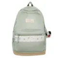 Cute floral patchwork backpack for students and women, stylish daily casual green school bag. - Green