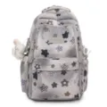 Casual star printed school backpack for students, lightweight rucksack with pockets. - Without Pendant / Gray