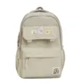 Beige large capacity school backpack for girls student cute minimalist casual daypack - Without Pendant / Khaki