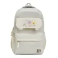 Large capacity casual canvas school backpack for students cute minimalist style daily bag - Without Pendant / White