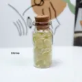 Natural citrine crystal chips in glass bottle with cork stopper wishing drift bottle - Citrine