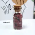 Natural Red Jasper Crystal Chips in Glass Bottle with Cork Stopper for Home Decor Display. - Red Jasper