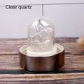 Clear quartz crystal energy water bottle glass cup variant, natural stone infusion design. - White Crystal