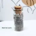 Natürlicher Schwarzer Rutilquarz Kristallsplitter Glasflasche mit Korken Wunschflasche Dekoration - Schwarzer Rutilquarz