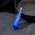 Blauer facettierter Kristall Pendel Anhänger für Meditation, Wünschelrute und spirituellen Schmuck - Blauer geschmolzener Stein / Ohne Halterung (Mit Loch)