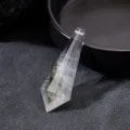 Natürlicher Kristall Pendel Anhänger 12-Flächiger Polyeder Heilung Meditationsstein Schmuck - Natürlicher Grüner Phantomquarz (12 Facetten) / Ohne Halterung (Mit Loch)