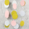 Colorful paper circle garland for party decor, 2m hanging decoration for birthday wedding - Gold White Pink