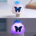 Kristal nachtlamp USB aangedreven edelsteen lamp met blauwe vlinder en roos bloem decoratie - Rozenkwarts - Bloem Vlinder Willekeurige Kleur