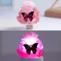 USB roze kristal grind nachtlampje met roos en vlinder, ideale sfeervolle bureaulamp. - Rode Gesmolten Steen - Bloem Vlinder Willekeurige Kleur