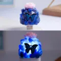 USB kristallen steen nachtlampje met blauwe stenen en vlinder decor voor de kamerinrichting. - Blauwe Agaat - Bloem Vlinder Willekeurige Kleur