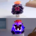Kristal steen nachtlampje met vlinder roos LED USB lamp variant sfeerverlichting - Amethist - Bloem Vlinder Willekeurige Kleur