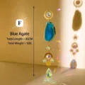 Blue Agate Sun Catcher Moon Star Crystal Hanging Pendant Wind Chime Ornament Decor - Style F Blue Agate Slice / Blue