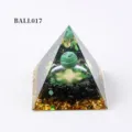 Harz Kristall Pyramide Orgon Sphäre Steine Feng Shui Heimdekoration Auto Ornament - Obsidian und Malachitkugel Stil (BALL017)