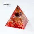 Orgonit Kristall Pyramide Harz Edelstein Kugel Kupfer Spule Heim Büro Dekor Tisch Ornament - Roter Achatkies und Kupferspule Kugel Stil (BALL032)