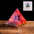 Orgon Energie Kristall Pyramide Heilstein Harz Heimdeko Auto Ornament mit Chakra Box - Roter Achat und Lila Kleine Kugel Stil / 8cm Pyramide