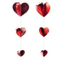 Vue détaillée de décoration suspendue cœur rouge 3D, parfaite pour la Saint-Valentin et mariage. - Rouge