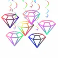 Holographic diamond hanging swirls ceiling decorations for wedding party anniversary room decor. - 6 Pieces/Pack / Laser