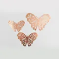 3D hollow metallic butterfly wall stickers for home decor, living room party decoration - Style E / Rose Gold