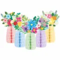 Easter party honeycomb vase table centerpiece decoration, spring flower paper craft ornament - Five-Piece Set / Multicolor