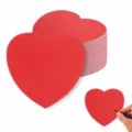 Red heart shaped paper cards detail view, perfect for wedding party and valentine decor. - 24 Pcs/Set / Red