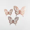 3pcs 3D creux papillon autocollants muraux or rose décoration maison fête arrière-plan - Style A / Or rose