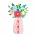 Easter party honeycomb paper vase with colorful flower bouquet table centerpiece decor sku - Light Pink