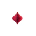 Gros plan détaillé d'un ornement en papier nid d'abeille rouge avec bordure pailletée dorée. - A01-06 Calebasse à 3 couches 12-10 cm - rouge