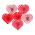 Dettagli ventaglio di carta a cuore per sfondo matrimonio e festa di San Valentino. - Set da 6 ventagli pieghevoli a cuore di San Valentino