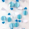 3D paper hanging decorations cloud balloon hot air balloon party kids birthday decor - Blue Clouds (3m)