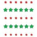 Christmas glitter star paper garlands red and green hanging party tree decor 6pcs - Red Small Stars & Green Big Stars