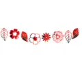 Red metallic hollow flower leaf garland banner hanging decoration for wedding party birthday - Red