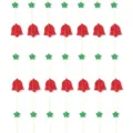 Christmas hanging decoration red glitter bell and green star paper garland for tree - Red Bells & Green Small Stars